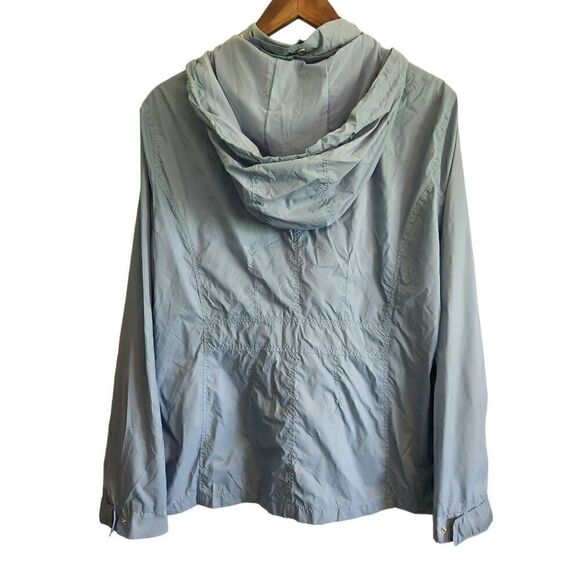Anatomie Women's Windbreaker Rain Jacket Large Hooded Blue Zip Front - Picture 2 of 9